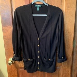 RALPH LAUREN Sweater, BLACK, size Medium. 100 percent Cotton. Soft and Light.
